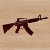 A detailed illustration of a rifle with various components highlighted.