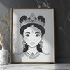Female princess character illustration created in vector format.