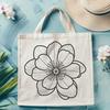 Vector Floral Pattern - Cherry Blossom An SVG graphic representation of a stylized cherry blossom in full bloom, suitable for digital use.