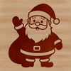 Illustrative vector artwork of a smiling Christmas figure in red suit and hat.