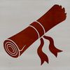 A simple vector illustration of a graduation scroll with diploma details on a paper background.