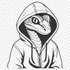 A simple illustration of a snake in black lines on a white background.