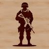Military Man Clipart Vector artwork of a man dressed as a soldier with military attire.