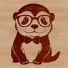 A stylized illustration of a wild otter wearing glasses, depicted in a vector format.