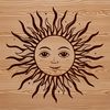 A high-quality digital illustration of the sun with bold lines and vibrant colors.