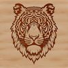 An ornate vector graphic representation of a wild big cat's face.