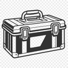 Diverse Toolbox Graphics A graphic representation of a toolbox filled with diverse tools and gadgets.