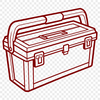 Illustrated toolbox with various tools, designed as a vector graphic.