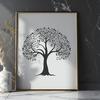 A detailed illustration of a tree with leaves and branches.