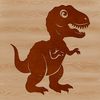 Illustrated prehistoric baby dinosaur, specifically a T Rex, in vector format.