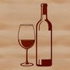 Stylized Bottle and Glass Design A stylized illustration of a wine bottle and glass.