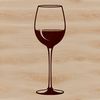 A transparent outline of a wine glass with liquid and a stem, suitable for digital design and printing.