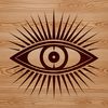 Dark Magic Eye Symbol A simple line drawing of an eye symbol, often associated with witchcraft and mysticism, set against a dark background.