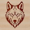 Beautiful SVG Graphic Wolf Head A detailed vector graphic of a wild animal, specifically a wolf's face.