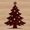 An outline vector graphic of a traditional Christmas tree suitable for cutting or laser engraving.