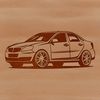 A 2D representation of a vehicle in vector format.
