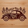 Modern Floral Ride A digital illustration of a vehicle with floral accents and modern design elements.
