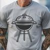 Summer Fun Illustration A stylized illustration of a backyard BBQ setup with a grill and utensils.