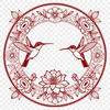 Floral Wreath with Hummingbird Accent An intricately designed vector graphic of a hummingbird amidst foliage.