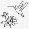 A colorful hummingbird perched on a floral branch, designed as vector art for crafting and design.