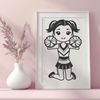 Sports Girl Vector Illustration A young girl dressed in a sports uniform with pom-poms, posing in a dynamic stance.