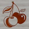 A red cherry with a stem, suitable for vector graphics and clip art.