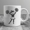 Colorful Pom-Pom Girl Silhouette A young girl in a sports uniform with pom-poms, posing in a cheerful manner.