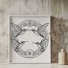 Beautiful Bird in Bloom SVG Design Illustration of a hummingbird with intricate details, suitable for digital design and craft projects.