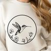 Beautiful Vector Hummingbird Illustration A colorful hummingbird perched on a floral branch, depicted in a detailed vector design.
