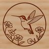 A colorful hummingbird perched on a floral arrangement, depicted in vector art.