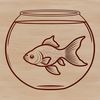 Vibrant Goldfish in a Glass Home A colorful illustration of a domesticated goldfish in a fish bowl.
