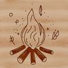 A stylized illustration of a campfire with flames, perfect for outdoor enthusiasts and designers.