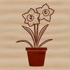 Simple Floral Design in Pot A detailed illustration of a single blooming daffodil in a flower pot, set against a simple background.