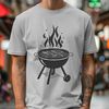 Grilled Delights SVG Vector Graphics An open-flame grill setup with a variety of food items, suitable for vector design projects.