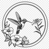 Beautiful SVG Hummingbird Clipart An illustration of a hummingbird, created in a digital format with precise lines and shapes.