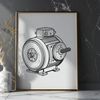 Vector Engine Illustration A vector representation of a motor engine, suitable for graphic design and digital cutting projects.