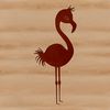 A single flamingo standing in the shallow waters of a savannah lake.