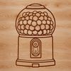 Classic Gumball Dispenser Design A digital illustration of a classic gumball machine, designed with vector graphics.