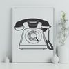 A digital representation of a standard telephone device with a clear screen and keypad.