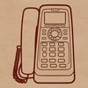 A simple illustration of a telephone with modern design elements and clean lines.