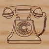 A digital illustration of a classic landline phone with sleek lines and minimalist design.