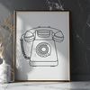 An SVG graphic design of a traditional landline phone with rotary dial.