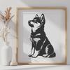 Artistic Sitting Shiba Inu Artwork