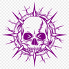 A detailed illustration of a skull with thorns and spikes, suitable for Halloween decorations or tattoo designs.