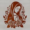 Majestic Virgin Mary SVG Icon An iconic representation of the Virgin Mary in a traditional religious art style featuring intricate design elements.