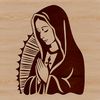 Religious iconography SVG image of the Virgin Mary featuring ornate details.
