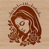 Virgin Mary Icon in Floral Border Image of the Virgin Mary in ornate floral surroundings.