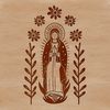 Elegant Floral Virgin Mary Design Image of a stylized representation of the Virgin Mary in an ornate floral design.
