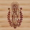 Beautiful Virgin Mary Clip Art A vector representation of Our Lady of Guadalupe with intricate details and a delicate, ornate border.