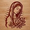 Floral Border Virgin Mary Graphic Image of a Virgin Mary with ornate floral details in a traditional religious style.
